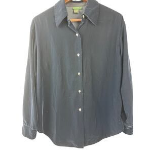 Women’s J. Crew Velvet Button Up Dark Navy Blue Size M